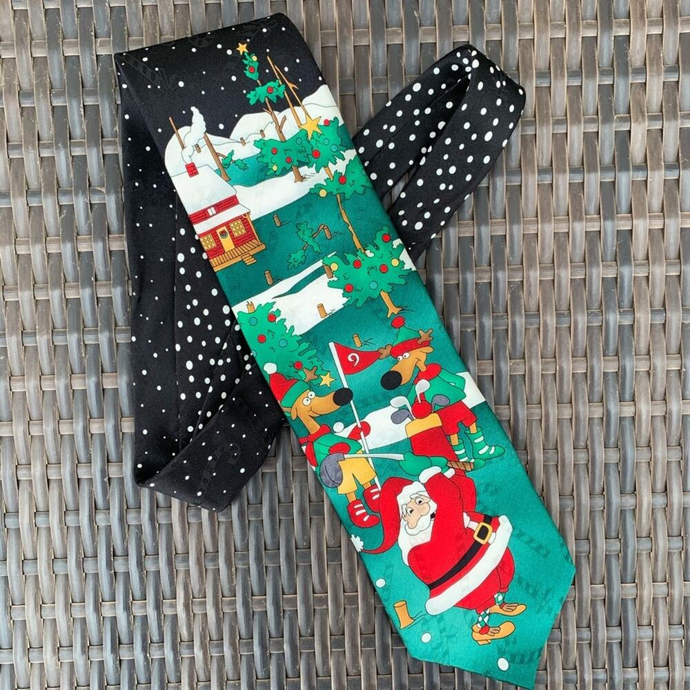 Golfing Santa Christmas necktie